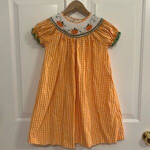 Smocked pumpkin bishop dress long 6 toddler